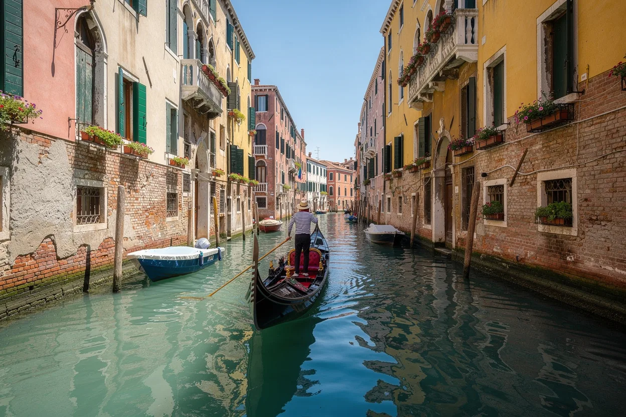 A gondola gliding through Venice's canals