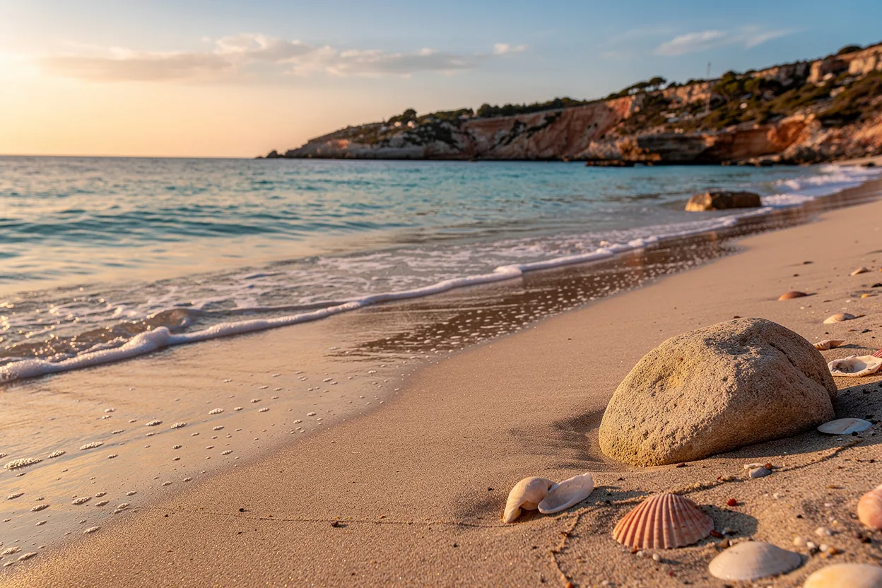 Turquoise water and white sand in the Balearic Islands