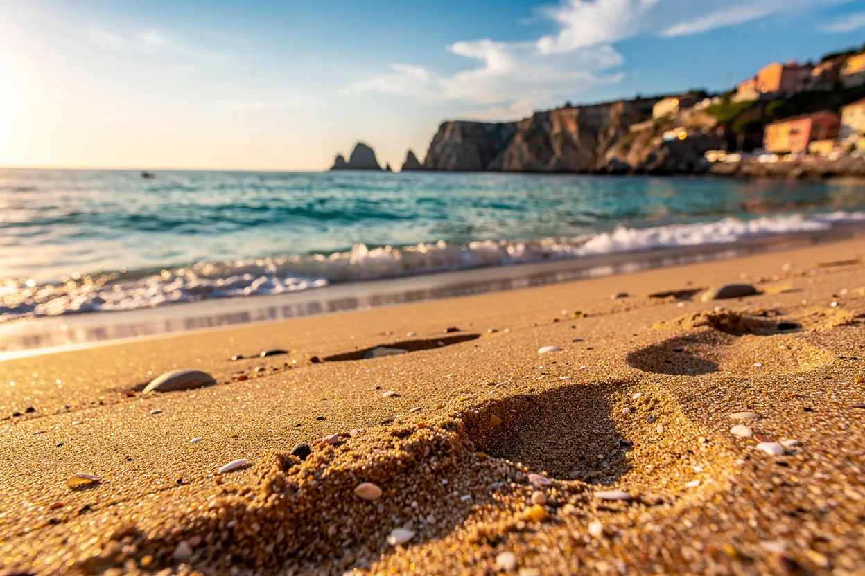 A secluded limestone cove on the coast of Sardinia