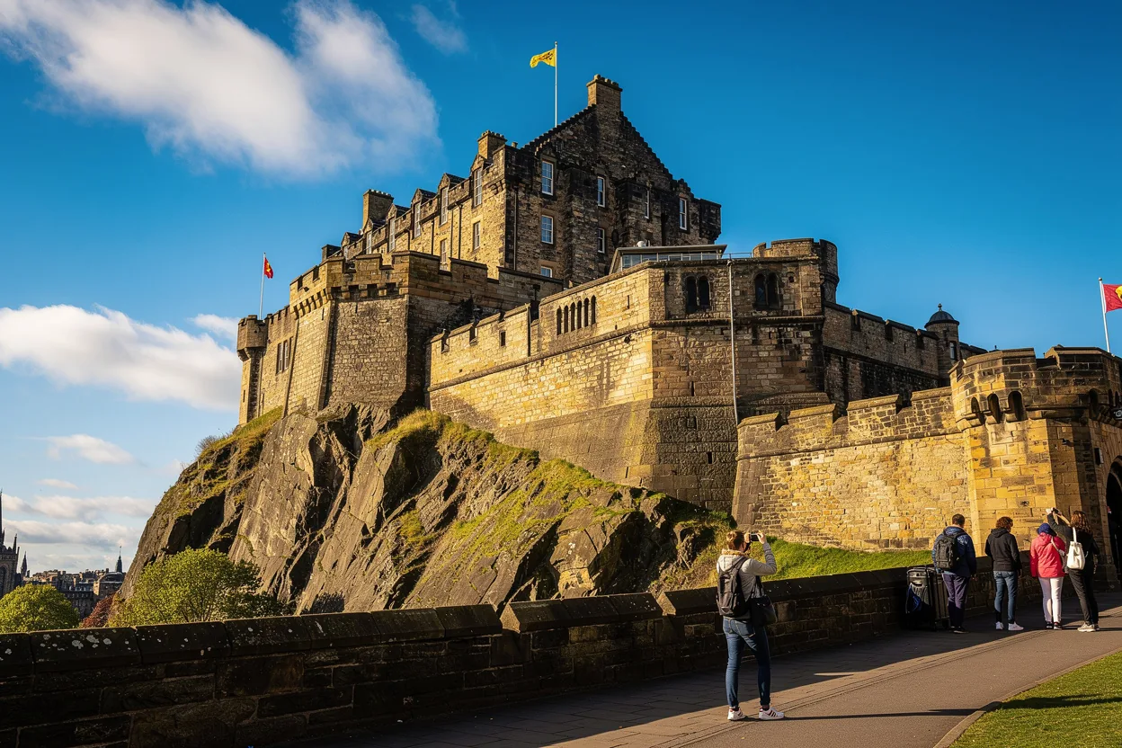 Edinburgh Castle perched above the city on Castle Rock