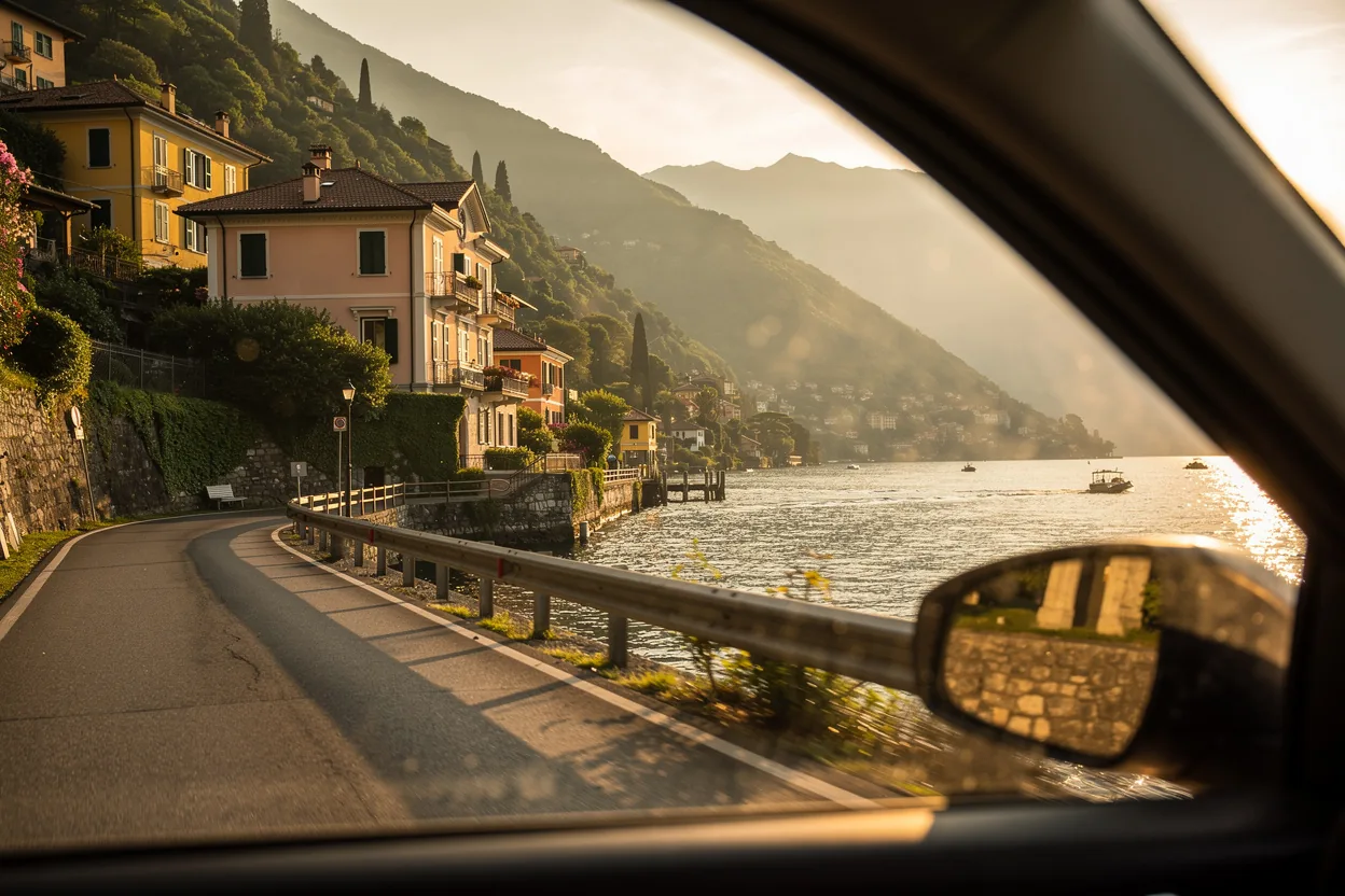 Grand villas along the shore of Lake Como