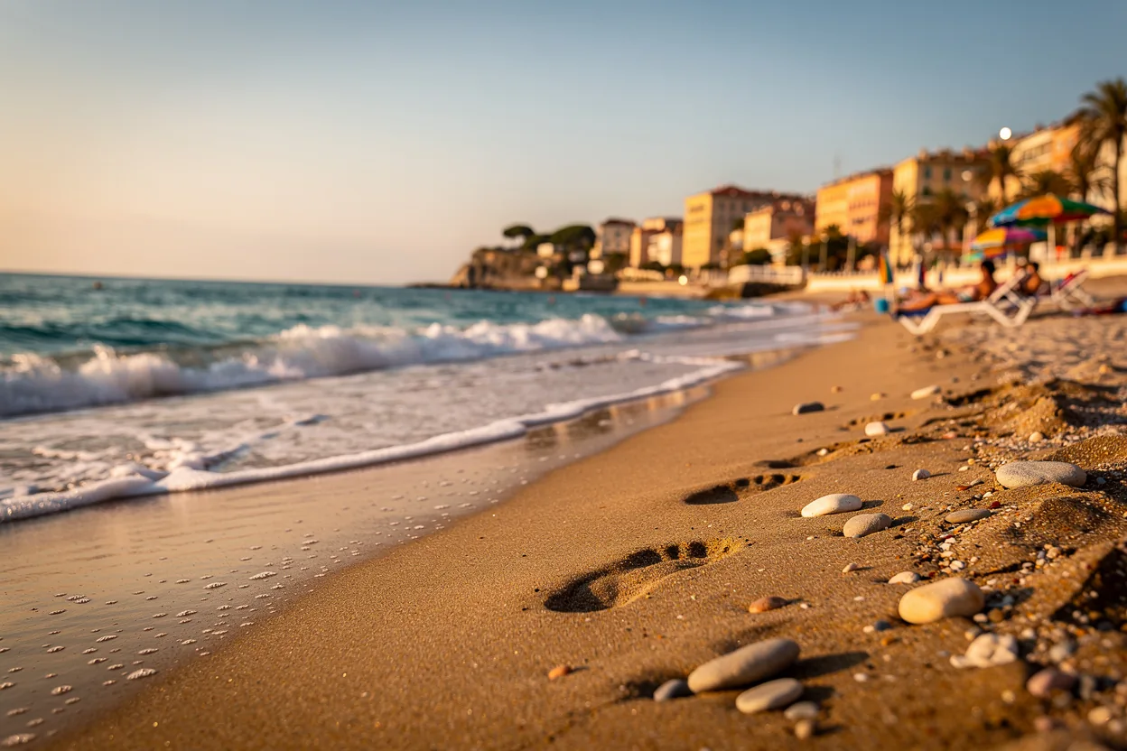 Sunny beach along the French Riviera