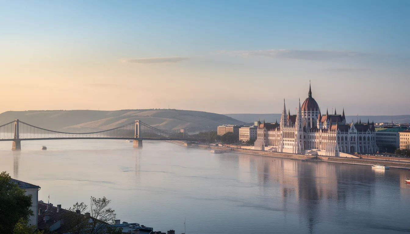 The Budapest skyline along the Danube
