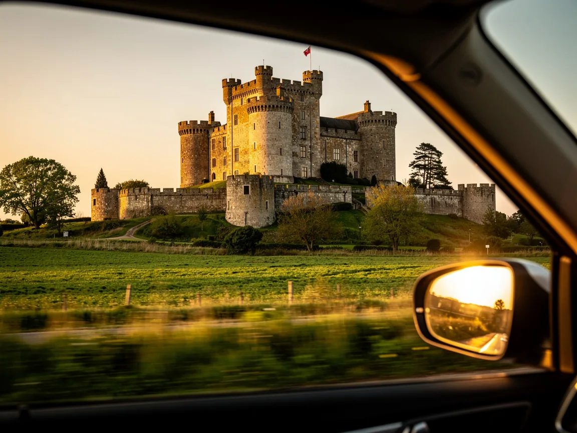 A medieval castle rising above the landscape