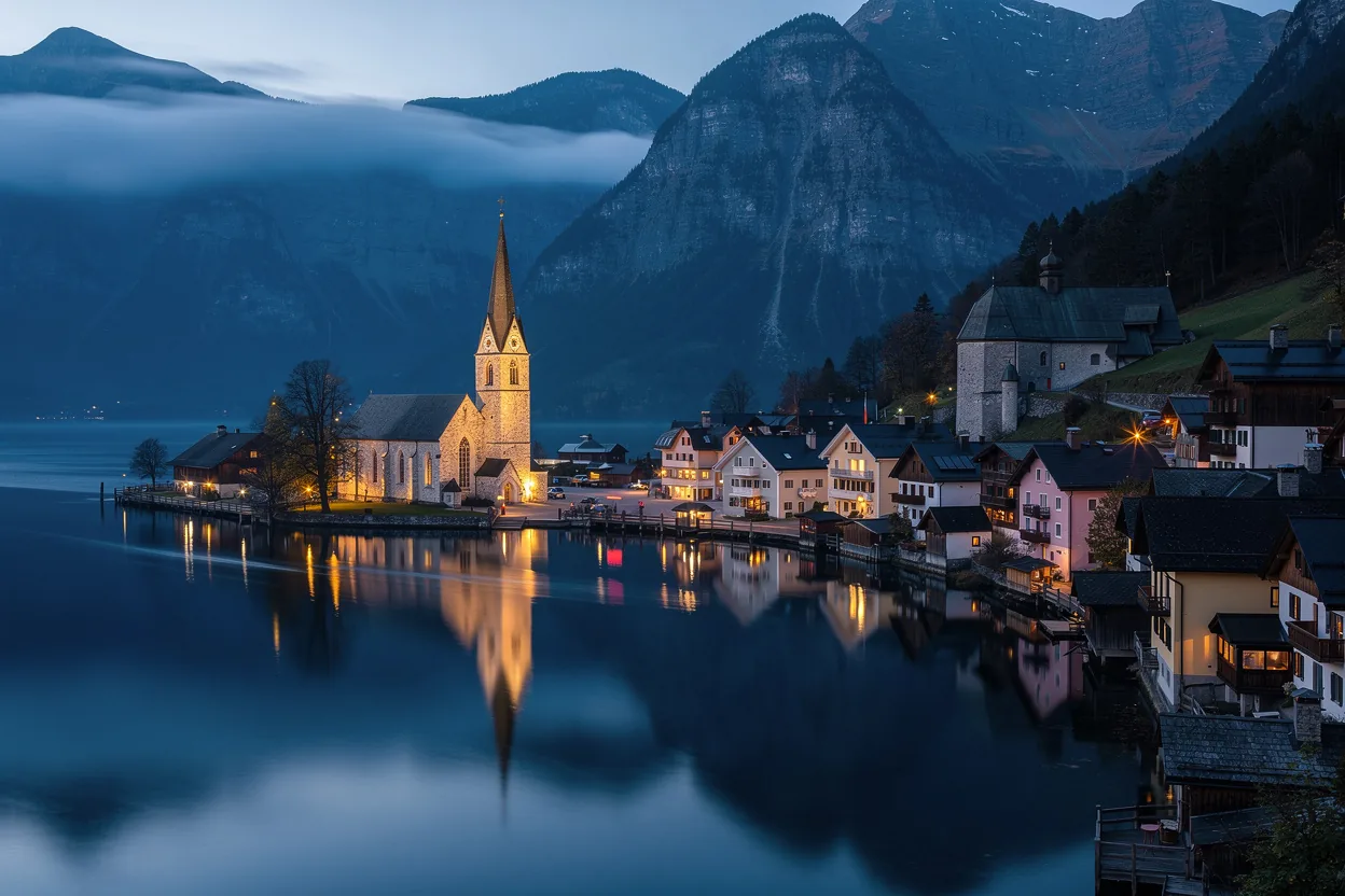 The lakeside village of Hallstatt, Austria