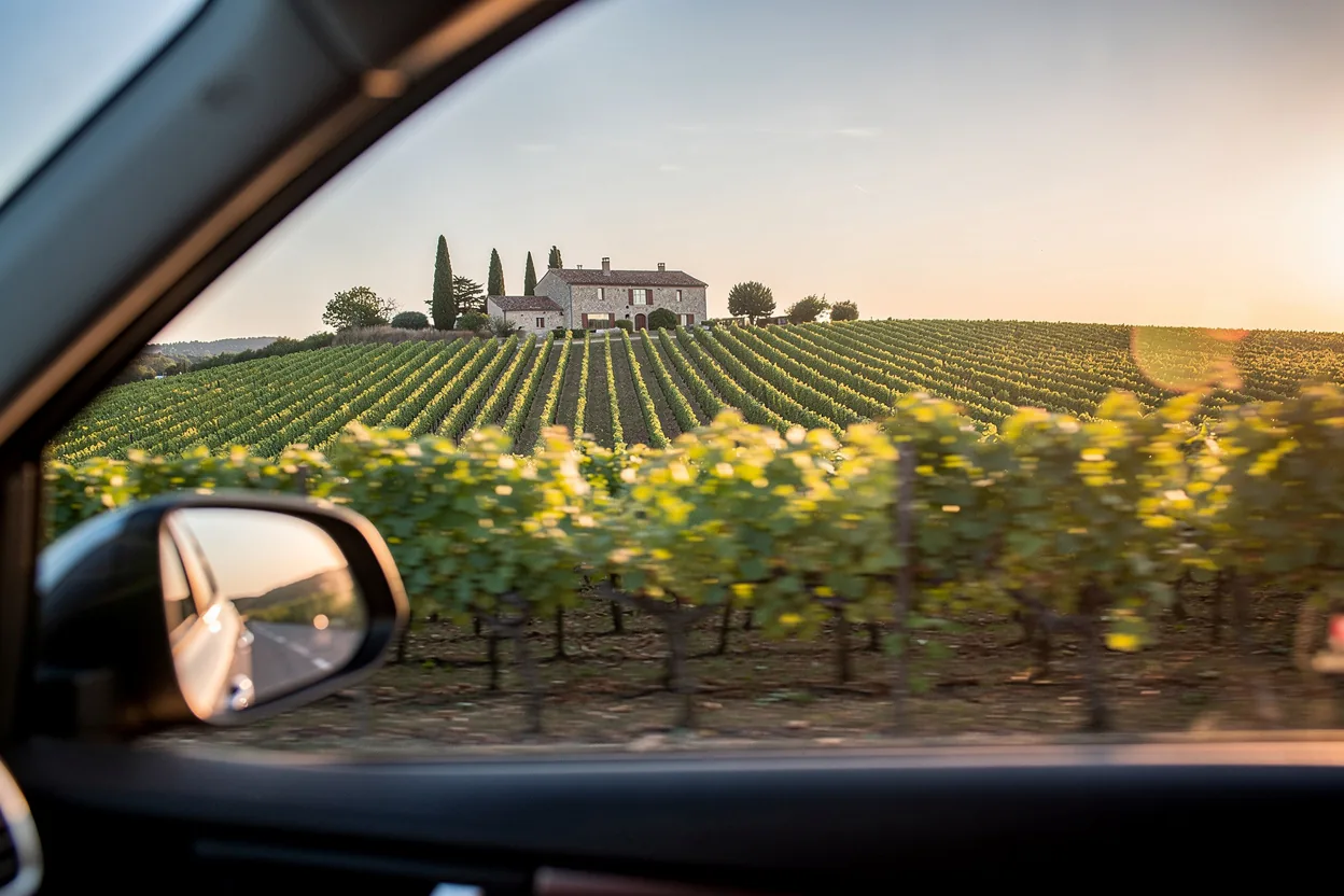 Vineyards stretching across the French countryside