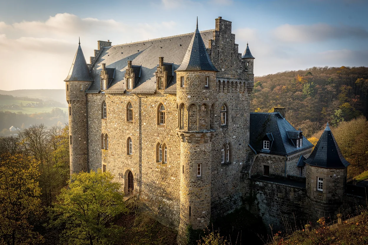 A hilltop castle overlooking the Luxembourg countryside