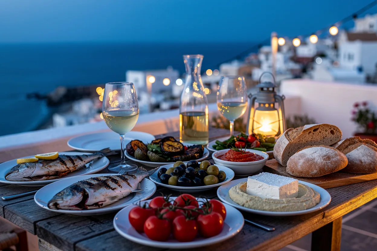 A spread of fresh Mediterranean cuisine