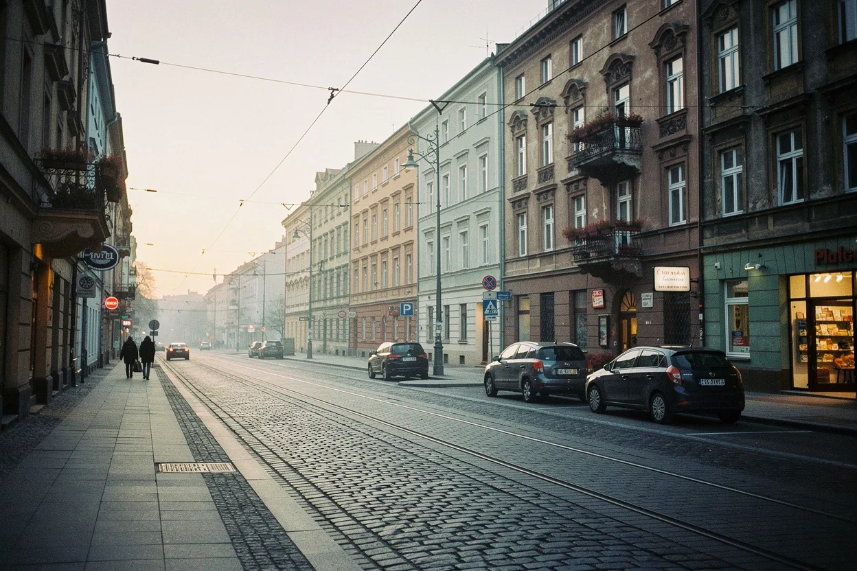 Colorful streets in a historic Polish city