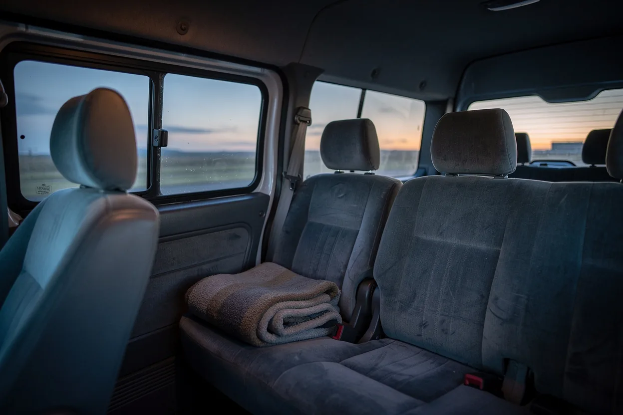 The spacious interior of a Mercedes van