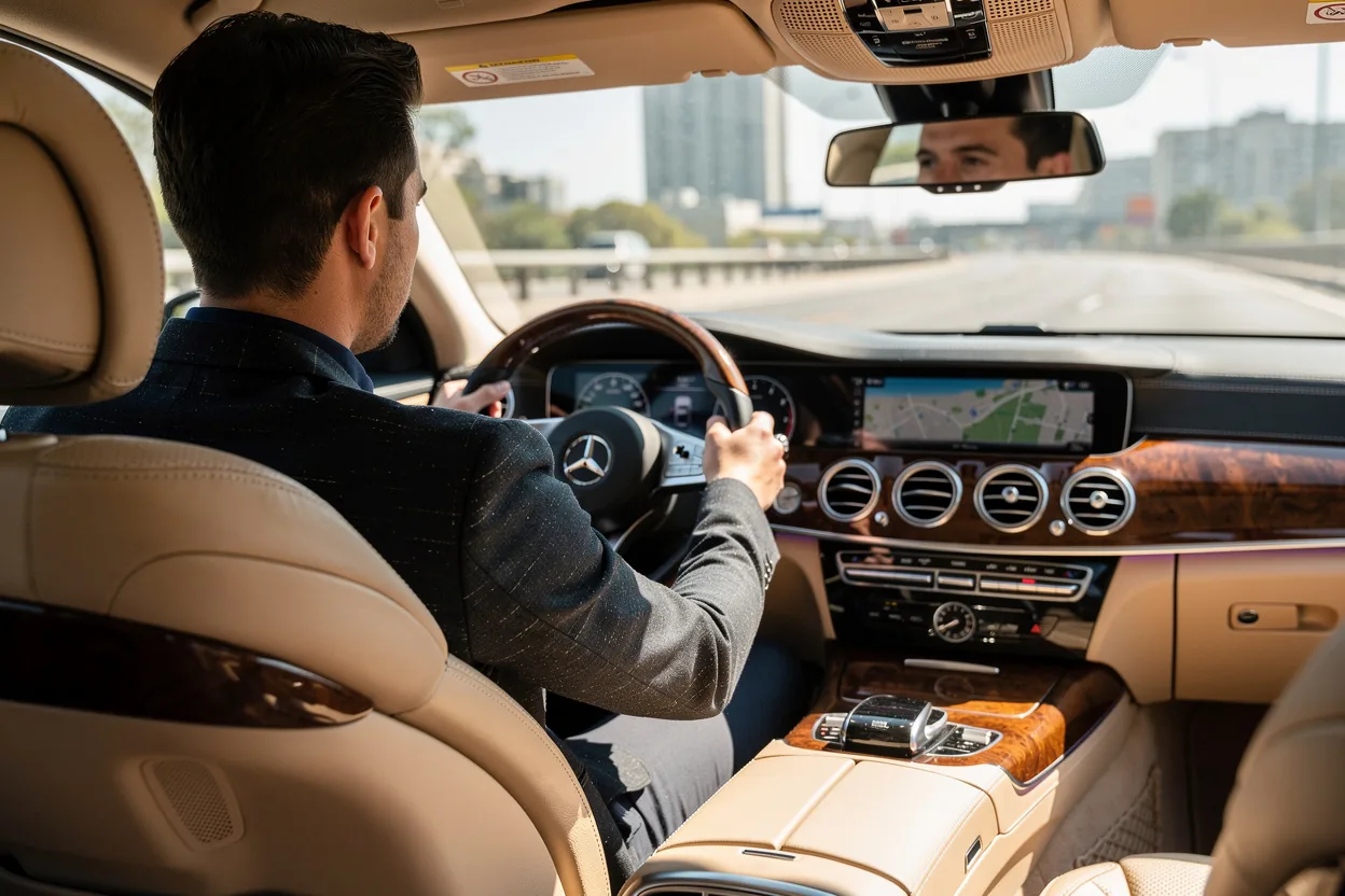 The luxurious interior finish of a Mercedes van